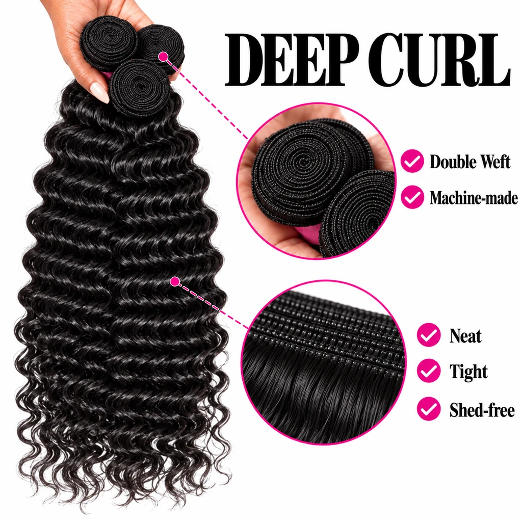 Wefted bundle detail illustration: double weft, machine-made, neat, tight and shed-free