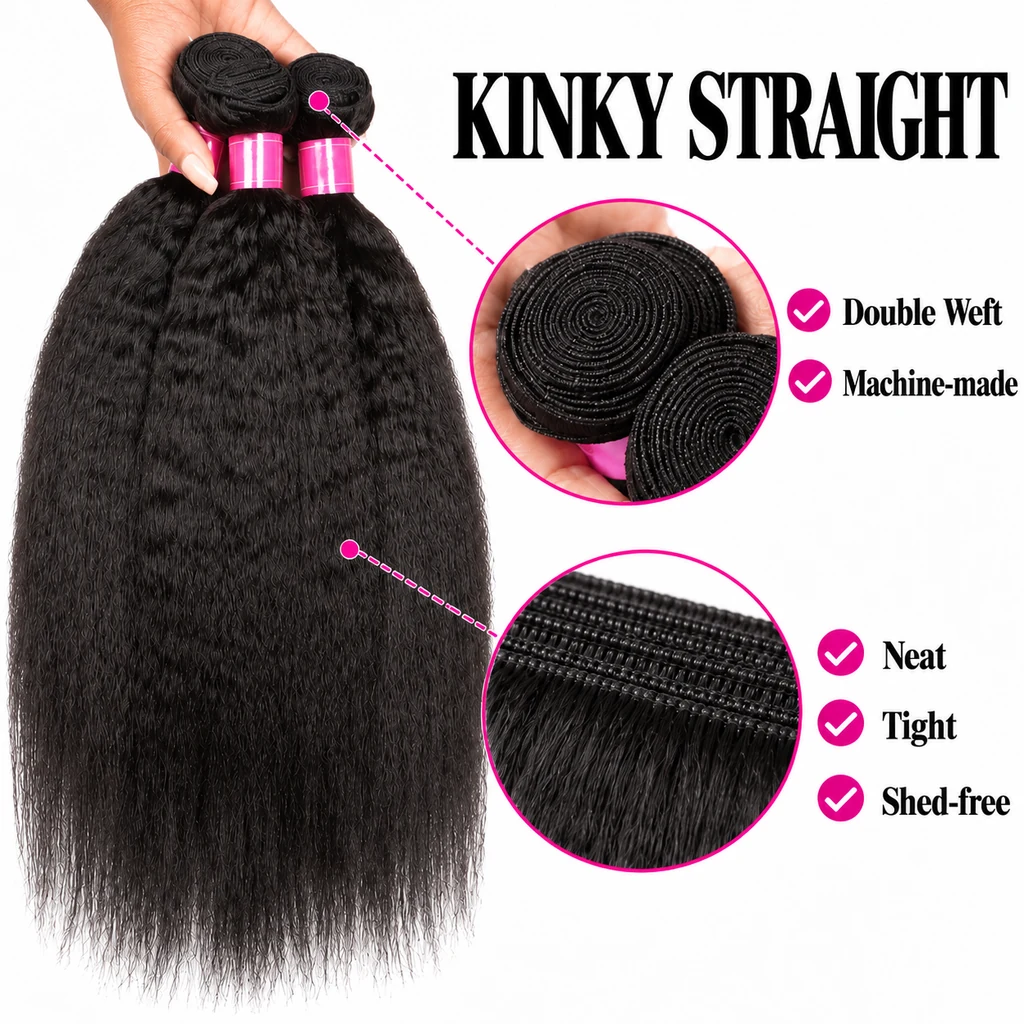 Wefted bundle detail illustration: double weft, machine-made, neat, tight and shed-free