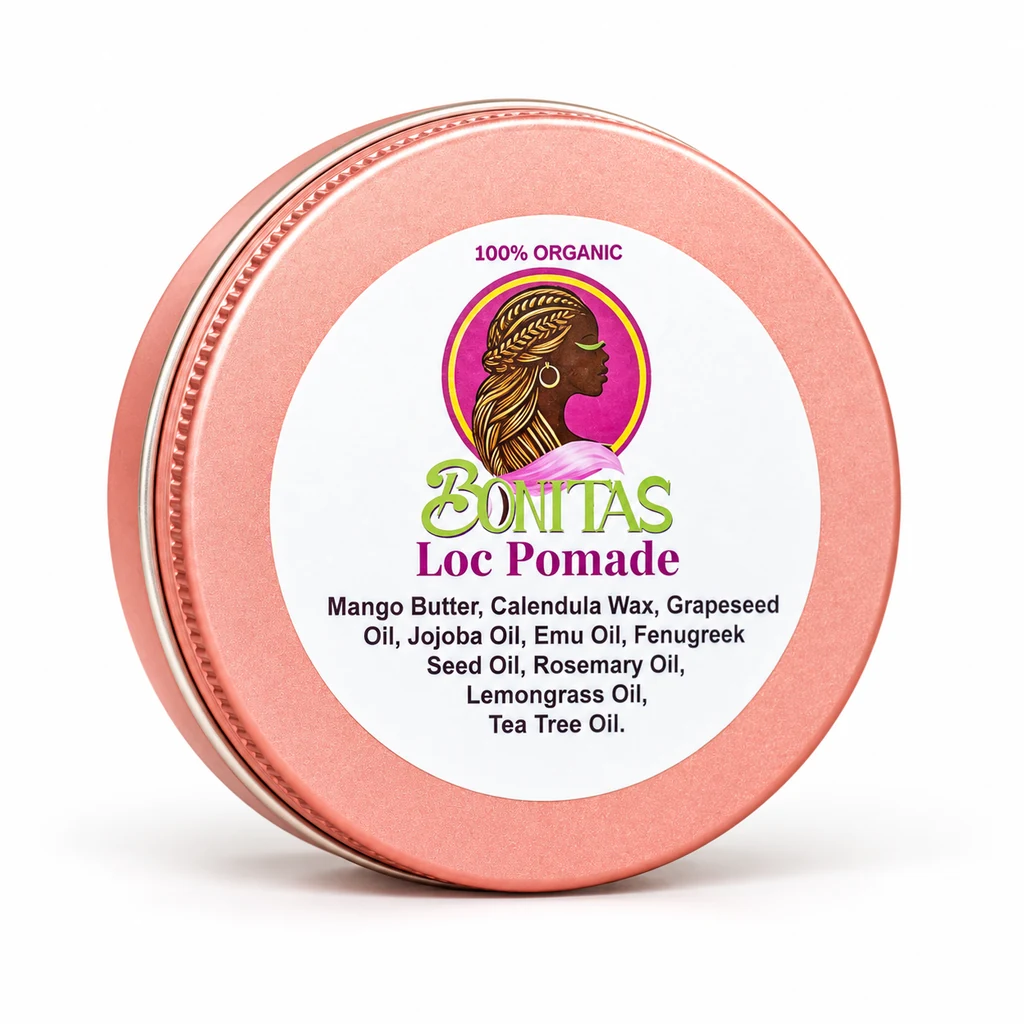 Bonitas Loc Pomade pink tin on a clean white background