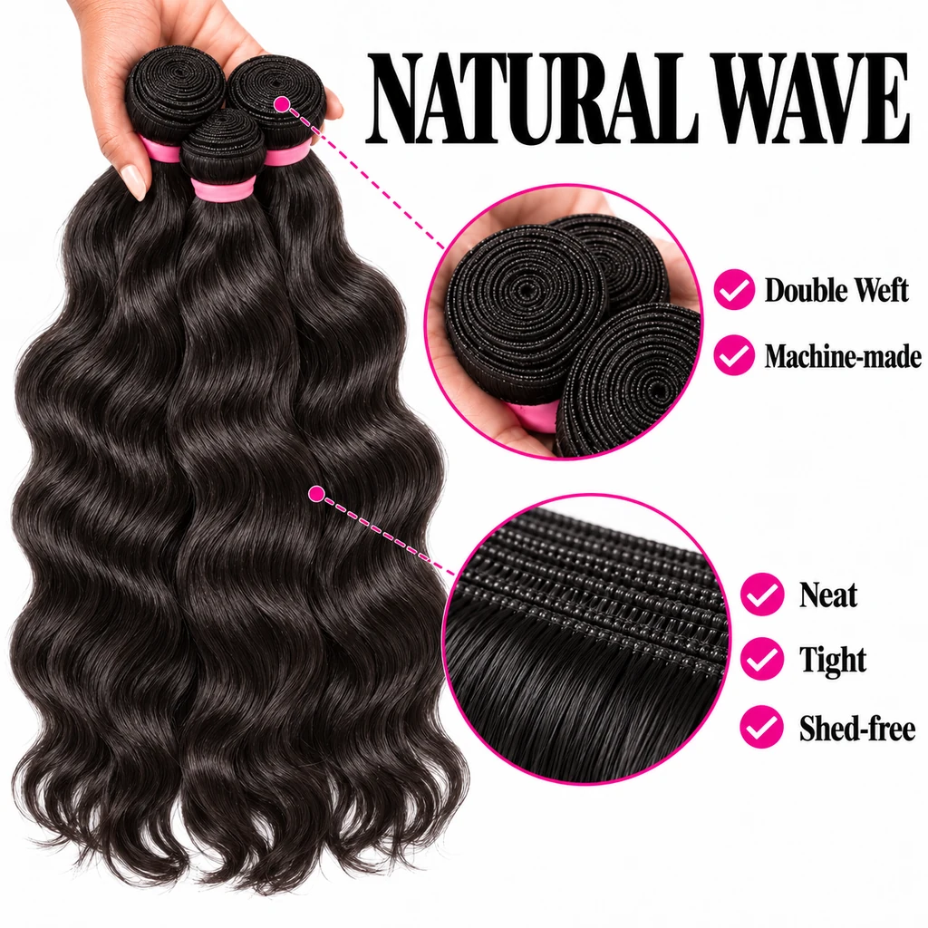 Wefted bundle detail illustration: double weft, machine-made, neat, tight and shed-free
